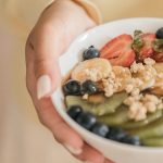 Delicious and nutritious breakfast bowl featuring fresh fruits and granola. Perfect for a healthy start.